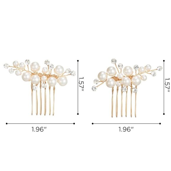 Wedding Pearl Hair Comb Rhinestone Bridal Bridesmaid Hair Accessories Gold